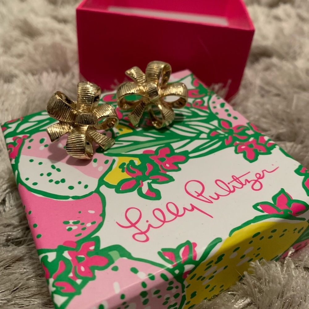 Lilly Pulitzer gold bow earrings